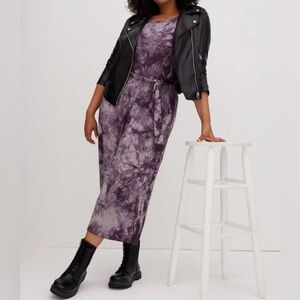 Torrid 6X (30) Gray Wash Tie-Dye Super Soft Culotte Jumpsuit with Tie-Waist